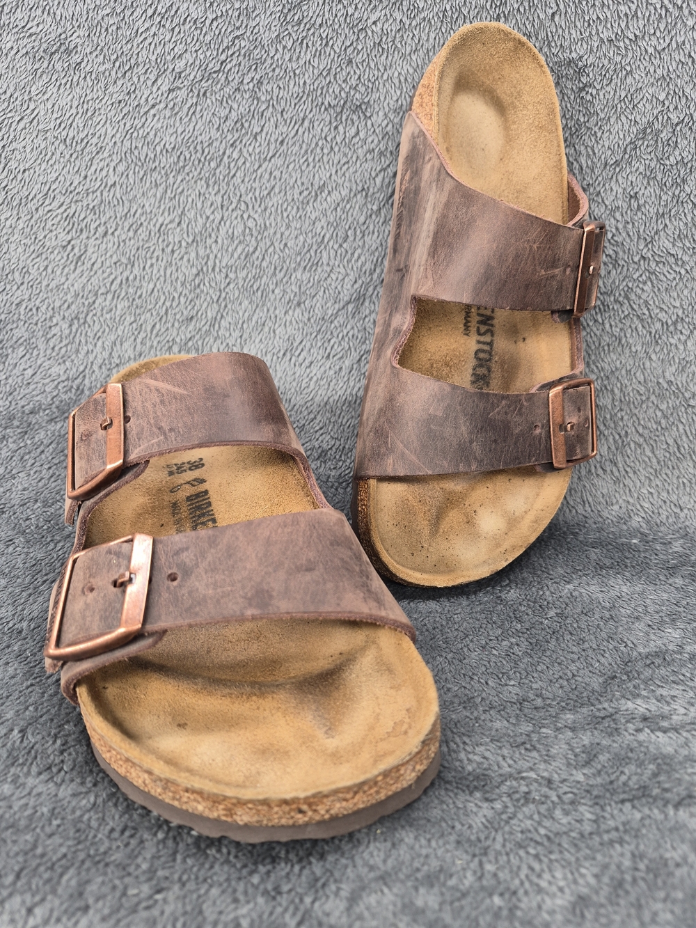 Birkenstock Arizona Oiled Leather Sandals Tobacco Brown 38 Usa 7-7.5